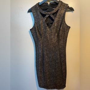 GUESS Women's Size 10 Black/Gold Glitter Bodycon Short Sleeveless Dress